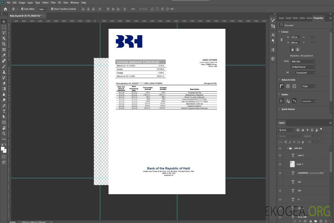 Relevé bancaire de la BRH d'Haïti template Relevé bancaire de la BRH d'Haïti template